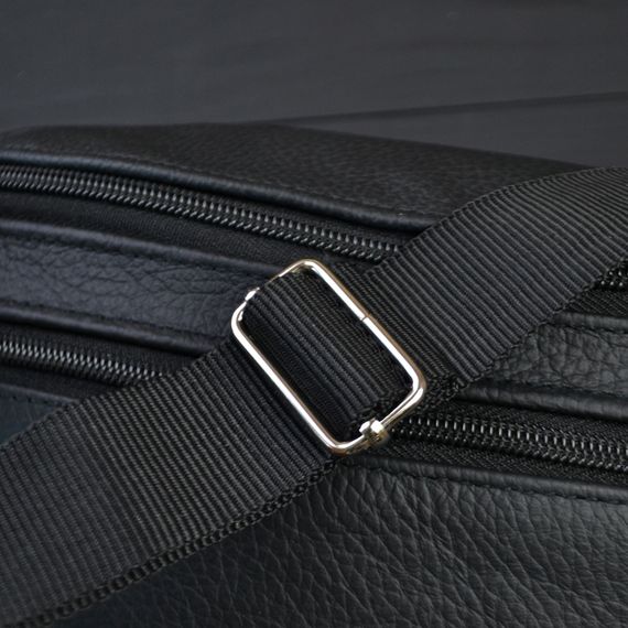 Бананка з натуральної шкіри, сумка чоловіча-жіноча барсетка чорна сумочка | Зображення 4