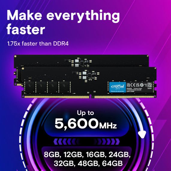 Модуль памяти для компьютера DDR5 64GB (2x32GB) 5600 MHz Micron (CT2K32G56C46U5) | Зображення 2