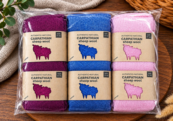 Жіночі вовняні шкарпетки Carpathian Sheep Wool розмір 37-41 паковання 6 пар Різні кольори | Зображення 2
