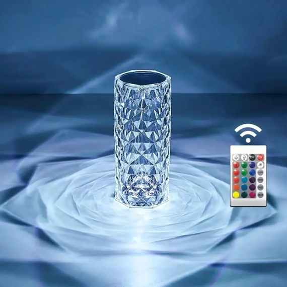 Настільна лампа Роза з пультом RGB Crystal Rose. Проекційний світильник-торшер нічник rose diamond table lamp кристал | Зображення 4