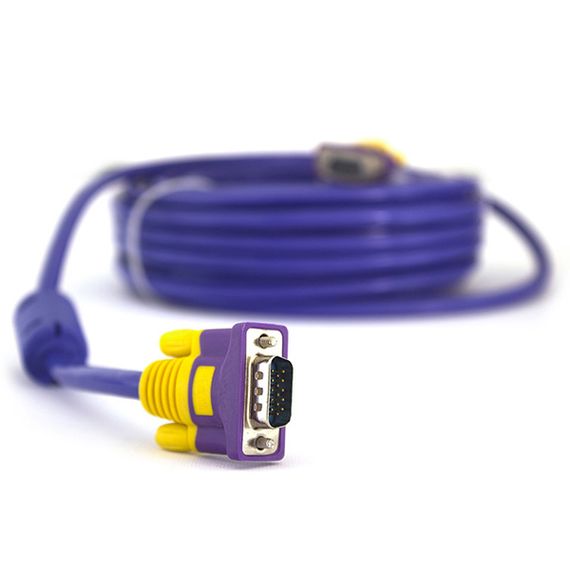 Кабель Merlion VGA 3 + 4 with shielding, 5m, male to male (тато-тато), 2 фериту, purple, Пакет Q100