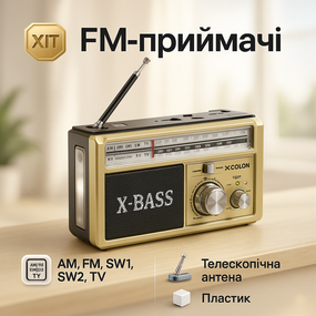 Класичний радіоприймач з антеною і ручкою Golon RX-381, Антенний приймач для телевізійного і радіоефіру VA-55