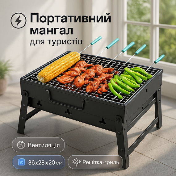 Мангал переносний з кришкою, Переносний мангал-гриль мангал для виїзду AJ-53