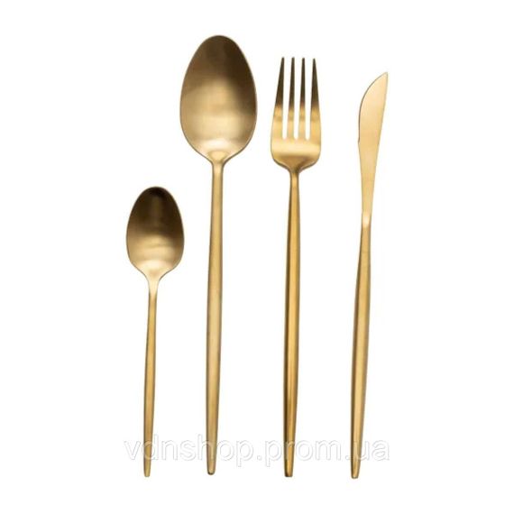 Набір столових приборів 24 предмети столовий набір на 6 персон Золотистий HP-20-17