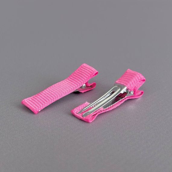 (10 шт) Заколка-заготовка уточка с репсовой лентой 3,5 см - малиновый | Зображення 1