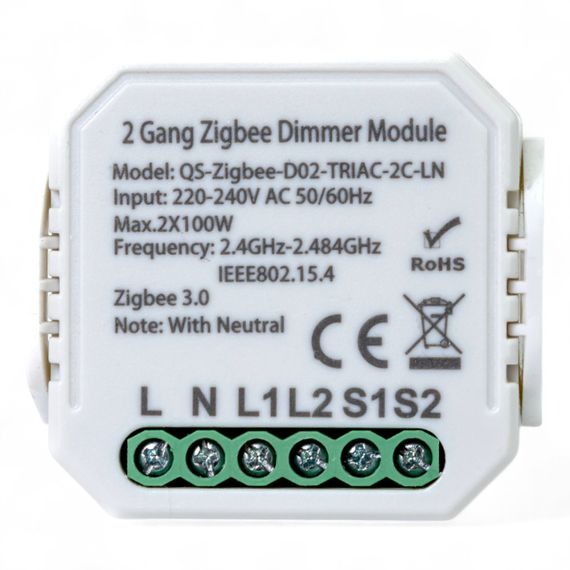 436121 Розумний вимикач - регулятор Tervix Pro Line ZigBee Dimmer (2 клавіші)