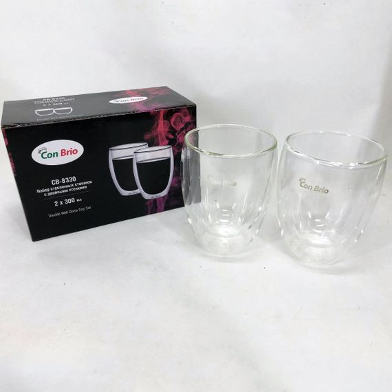 Набор стаканов с двойным дном Con Brio CB-8330-2 300 мл 2 шт, прозрачные чашки с двойными стенками | Зображення 3