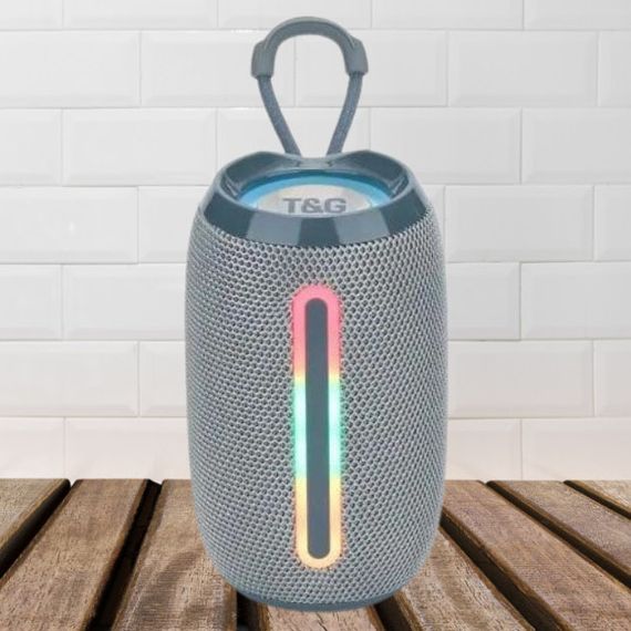 Портативна Bluetooth-колонка TG653 USB з ремінцем, гучна колонка для вечірки. Колір: сірий | Зображення 2