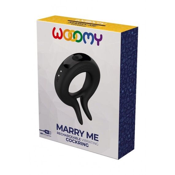 Ерекційне віброкільце Wooomy Marry Me, перезаряджувальне, 10 режимів вібрації, діаметр 4 см | Зображення 3