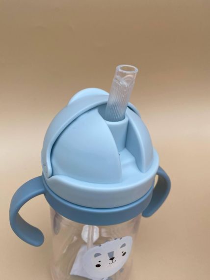 Поїльник непроливайка з трубочкою і грузиком котик блакитний 350мл | Зображення 4