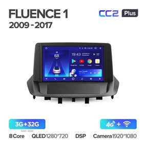 Штатна магнітола Teyes CC2 PLUS 3+32 Gb Renault Fluence 1 (0 Din) 2009-2017 9"