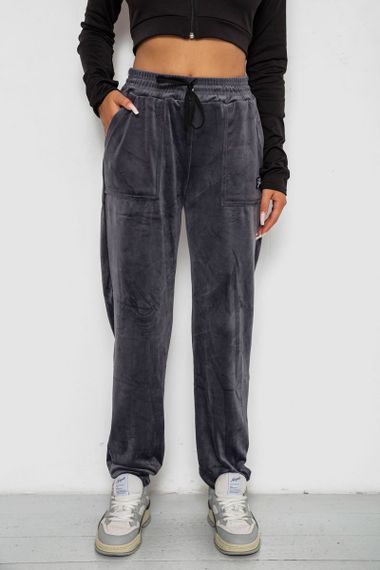 Спортивные штаны велюровые женские на флисе  -уценка, цвет серый, 238R58649-U