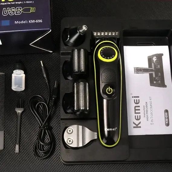 Бездротовий триммер Kemei KM-696 для бороди та стрижки волосся 5 в 1 | Зображення 2