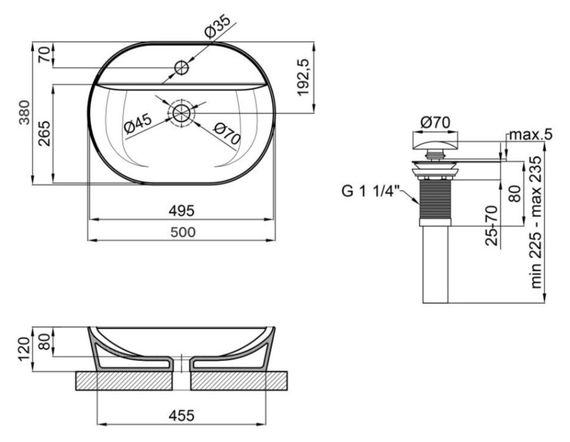 Комплект Qtap Scorpio: Раковина накладна овальна 500x380x120 мм White + Донний клапан PU02 (QT14112202WN47313) | Зображення 1