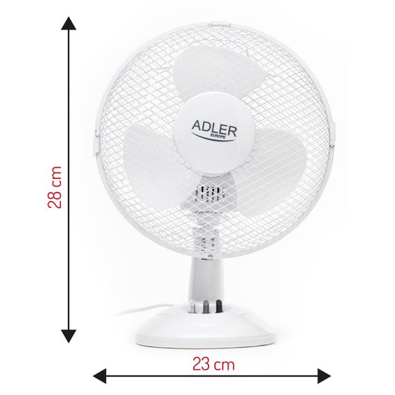 Вентилятор настільний Adler AD 7302, 23 см, 45 Вт, 2 швидкості, з поворотом і нахилом | Зображення 8