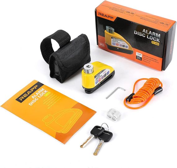 Замок REAPP із сигналізацією для дискових гальм мотоцикла, мопеда, велосипеда — надійний захист і гучний сигнал 110 дБ | Зображення 1