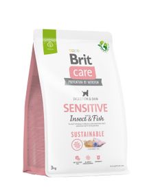 Корм Brit Care Dog Sustainable Sensitive Insect and Fish сухой с рыбой и белком насекомых для взрослых собак с чувствительной кожей 3 кг