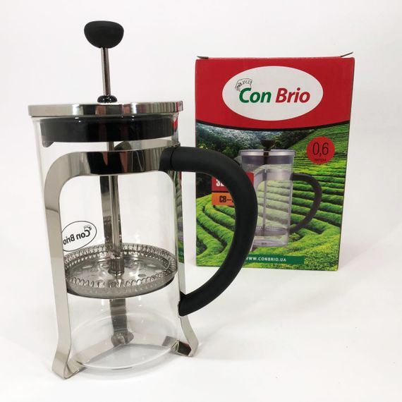 Френч-прес Заварник для чаю та кави Con Brio CB-5560 600 мл, Чайник самовар скляний для заварки | Зображення 1