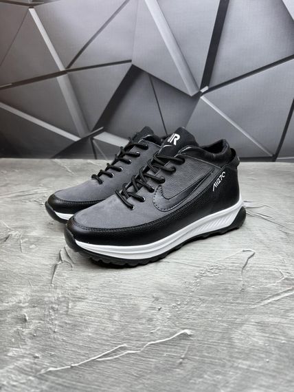 Шкіряні зимові кросівки  Nike колір чорний, сірий | Зображення 8