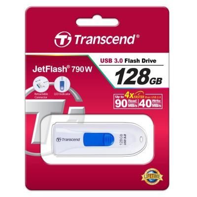 USB флеш накопичувач Transcend 128GB JetFlash 790 White USB 3.0 (TS128GJF790W) (TS128GJF790W) | Зображення 4