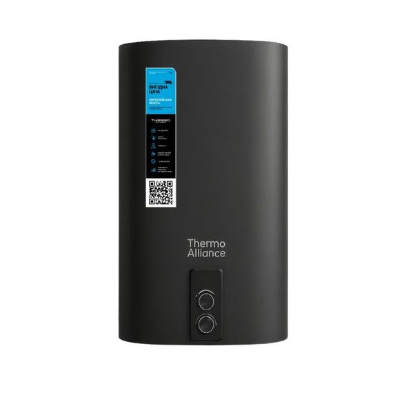 Водонагрівач електричний Thermo Alliance 50 л, Black, плоский, вертикальний, сухий ТЕН 2 кВт (0,8 + 1,5,2) DT50V20GPDD2B
