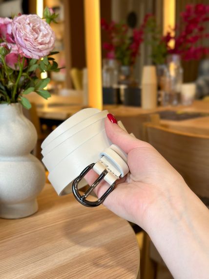 Шкіряний жіночий ремінь в білому кольорі 6231 | Зображення 7