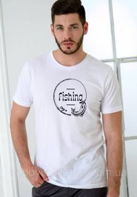 Футболка чоловіча із принтом "Fishing" біла
