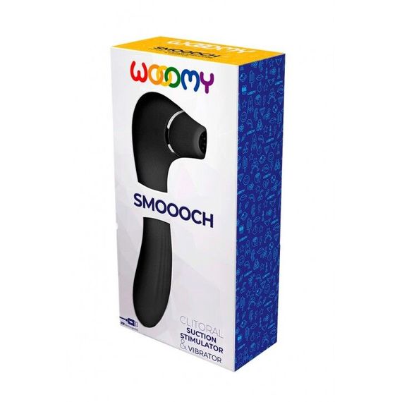 Вакуумный стимулятор с вибрацией Wooomy Smoooch Black Clitoral Suction & Vibration | Зображення 3