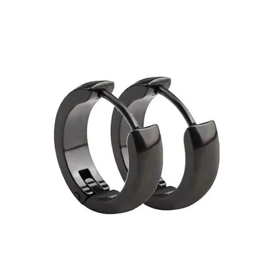 Чорні чоловічі сережки в стилі панк з нержавіючої сталі: сережки кільця Ланс 3 пара