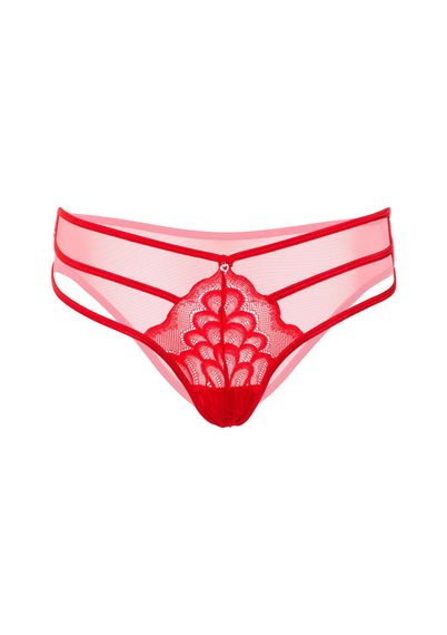 Мереживні трусики Daring Intimates з декоративними ремінцями, червоні | Зображення 5