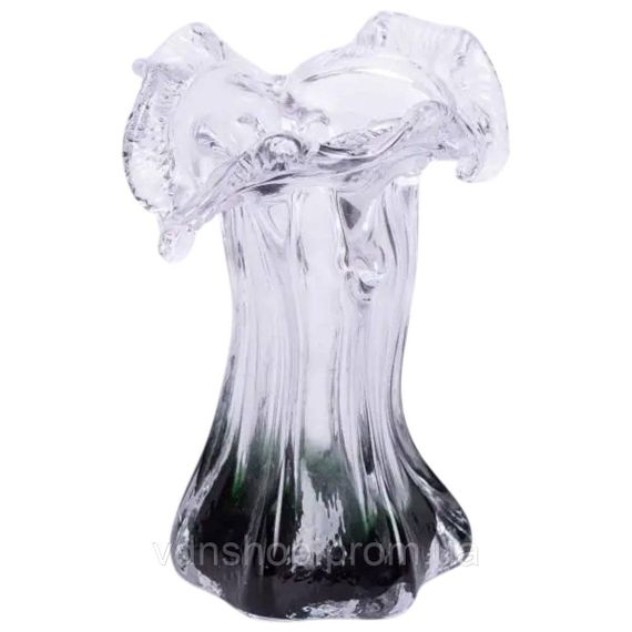 Декоративна скляна ваза для квітів 15.5 см фігурна ваза 100 мл Зелена HP-9-3 | Зображення 1