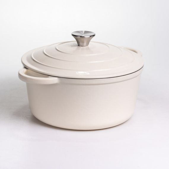 Каструля чавунна емальована 5 л, бежевий Yiwu HP-FLG-2 WHITE | Зображення 5