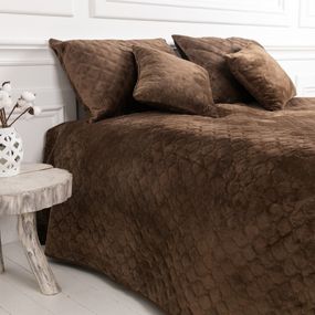 Покрывало полуторное ТЕП Velour Ромб круглый 4-00515-22403 150х210 см коричневое