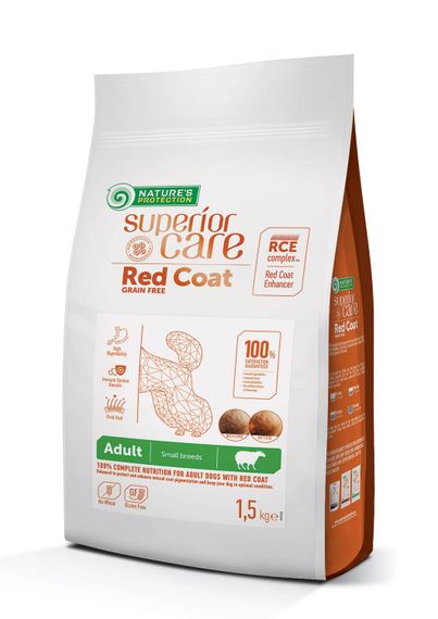 Корм Nature's Protection Superior Care Red Coat Grain Free Adult Small Breeds with Lamb сухий з ягнятком для дорослих собак малих порід з рудим забарвленням вовни 1.5 кг