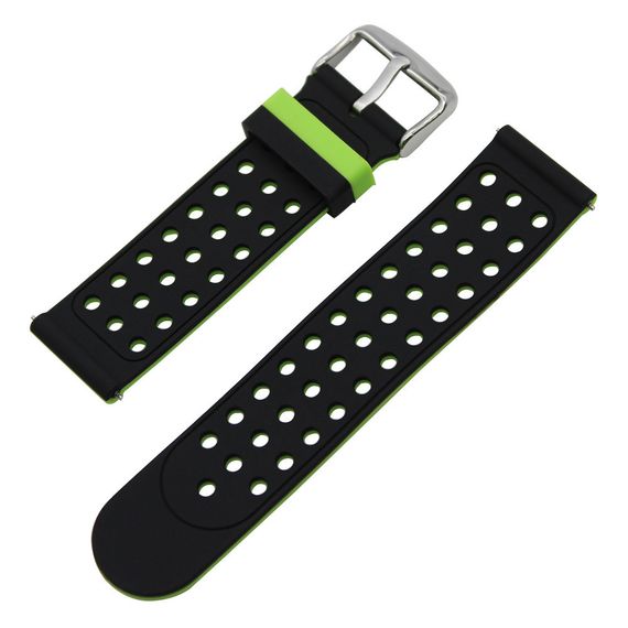 Подвійний ремінець з перфорацією для годинника Samsung Galaxy Watch 42 mm (SM-R810) - Black&Green | Зображення 4