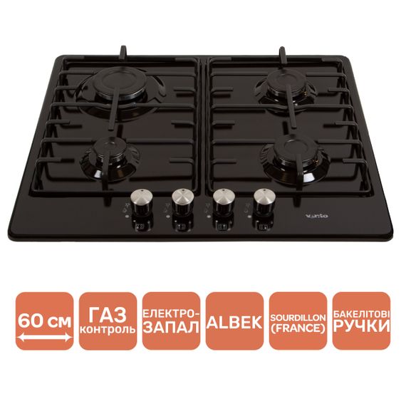 Газовая панель VENTOLUX HG640-MA3 S (BK) черная эмаль
