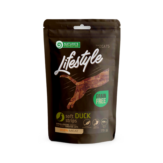 Ласощі для котів Nature's Protection Lifestyle Snack для каток Soft Duck Strips з качкою 75 гр