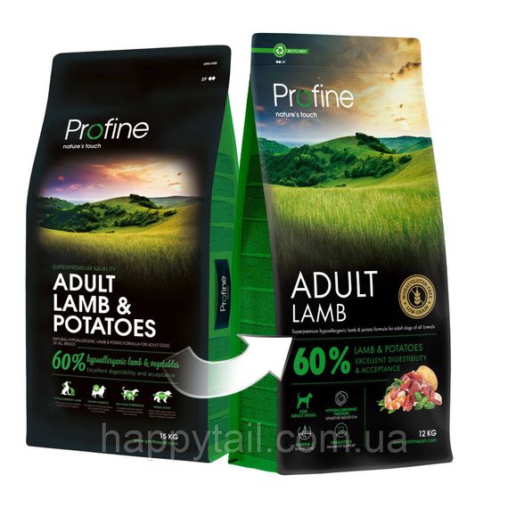 Гипоаллергенный сухой корм Profine Adult Lamb & Potatoes для собак всех пород, ягненок и картофель, 12 кг | Зображення 3