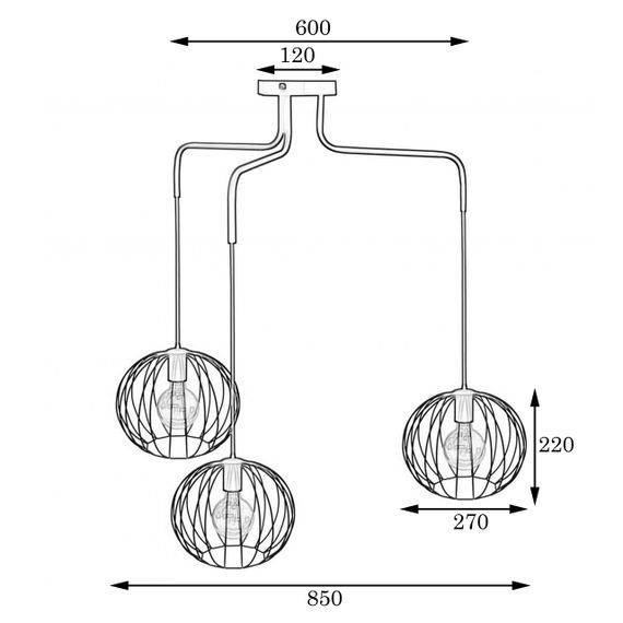 Люстра підвісна в стилі лофт на три плафони MSK Electric Globe NL 12722-3 | Зображення 2