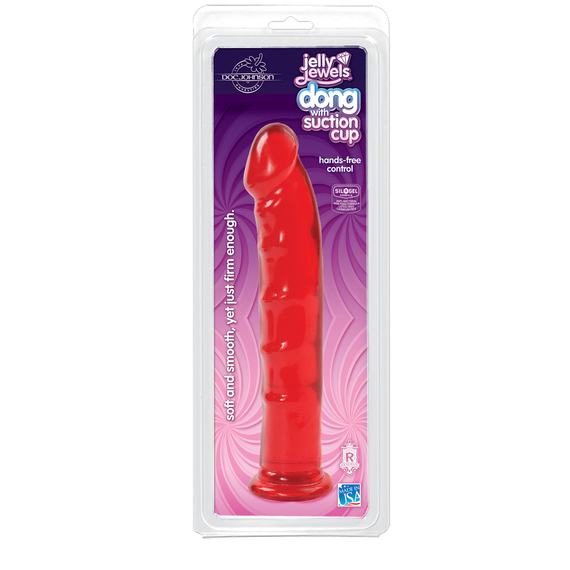 Фалоімітатор Doc Johnson Jelly Jewels Dong & Suction Cup Red, діаметр 3,6 см, антибактеріальний ПВХ | Зображення 1