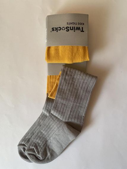 Колготи дитячі для дівчинки ТМ "TwinSocks" гірчиця/сірий | Зображення 1