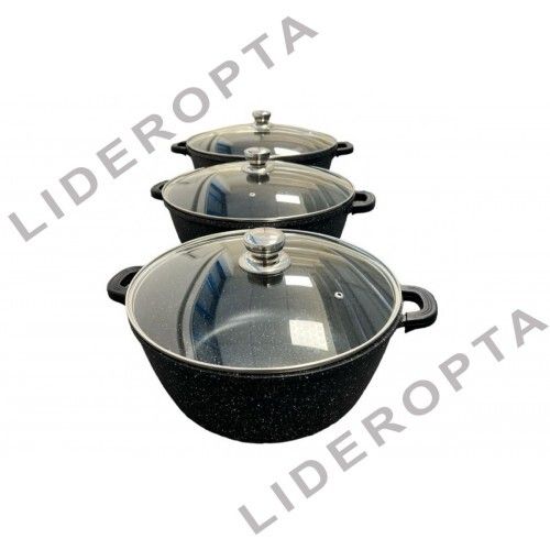 Набір кастрюль PT-6 для газу та індукції XPRO 3 шт 32/36/40 зі скляною кришкою (44357-PT-6_2772) | Зображення 2