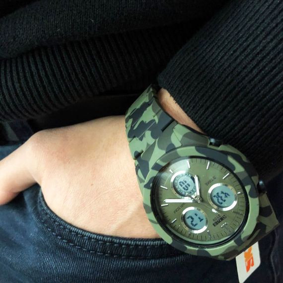 Годинник наручний чоловічий SKMEI 2109CMGN, оригінальний чоловічий годинник, військовий чоловічий наручний годинник зелений | Зображення 5