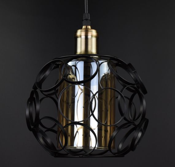 Люстра підвісна LOFT на 1 лампочку 27043 Чорний 35-100х21х21 см. | Зображення 1