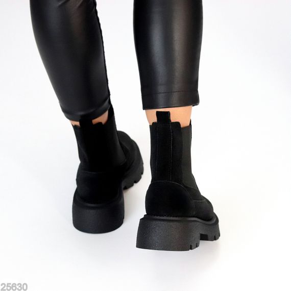Зручні базові чорні зимові черевики челсі з еластичною вставкою | Зображення 6