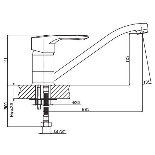 Змішувач для кухні Haiba HANSBERG 004 HB0181 | Зображення 1