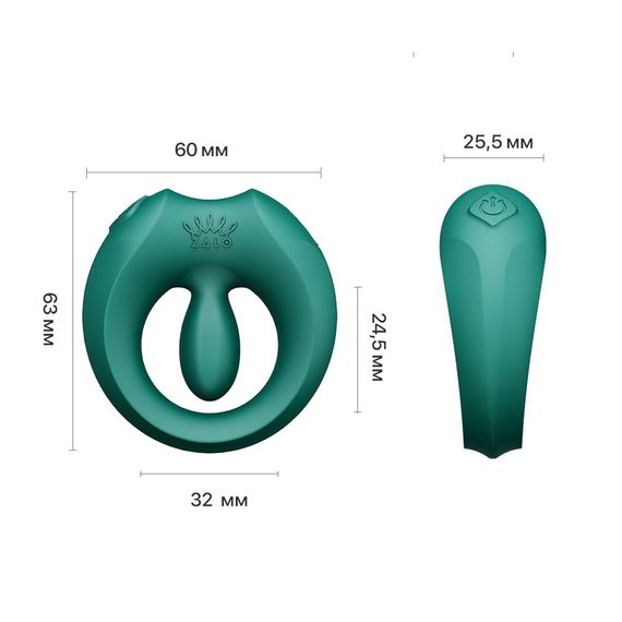 Ерекційне смарт-віброкільце Zalo Apis Turquoise Green, до 4 годин роботи, зарядний кейс | Зображення 3