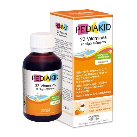 Суміш екстрактів Pediakid 22 Vitamins and minerals 250 ml /50 servings/ Orange Apricot
