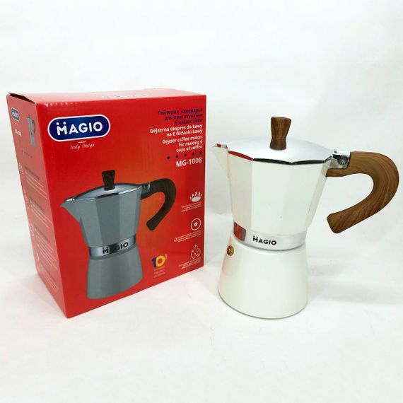 Гейзерная кофеварка из нержавейки Magio MG-1008, Гейзерная кофеварка для плиты, Гейзерная турка JO-752 для кофе | Зображення 8