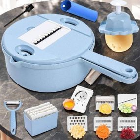 Овочерізка подрібнювач овочів 12 в 1 Multi-Functional Chopper Блакитна